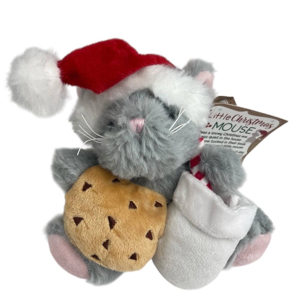 Ganz Little Christmas Mouse with Santa Hat & Milk & Cookies Plush Toy NWT